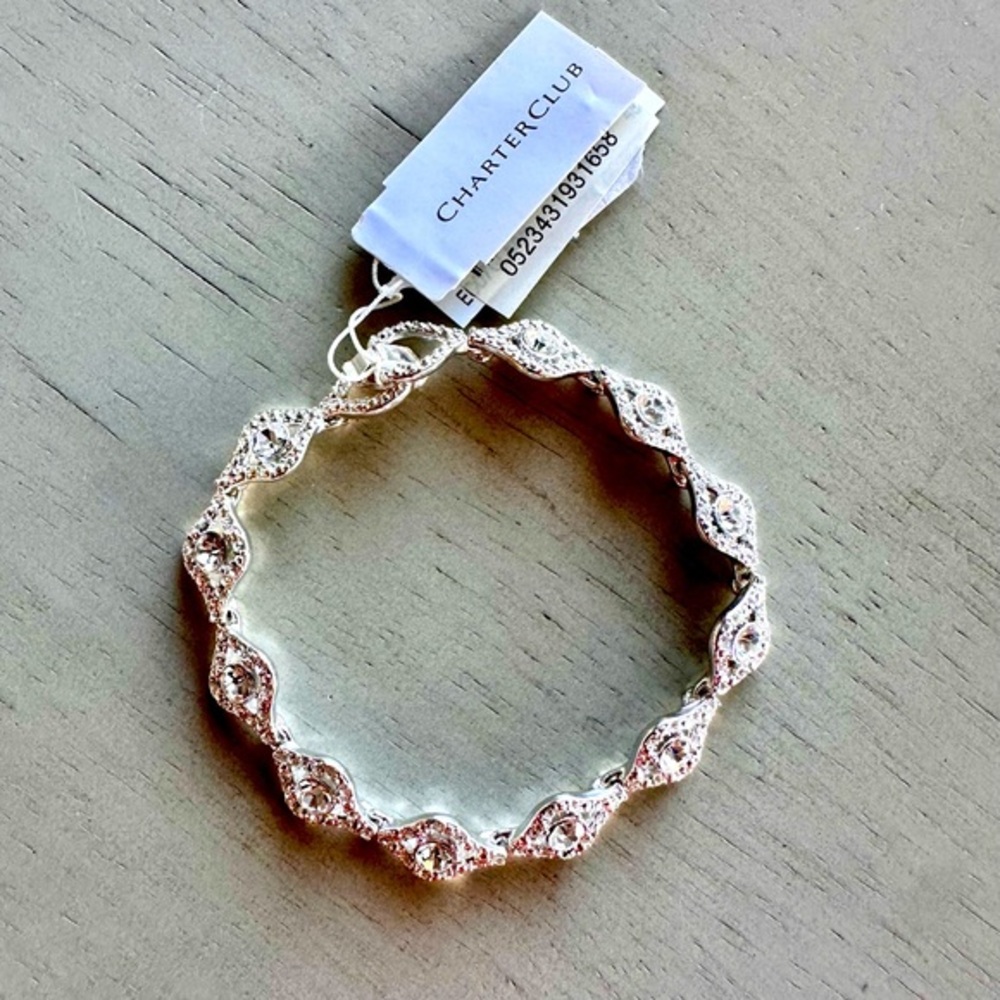 NWT Charter Club from Macy’s Silver Tone Crystal Bracelet